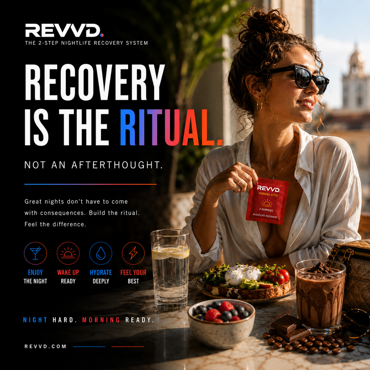 Recovery Is the Ritual | REVVD Morning After Gummies Lifestyle Ad